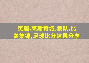 英超,莱斯特城,狼队,比赛集锦,足球比分结果分享