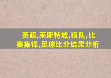 英超,莱斯特城,狼队,比赛集锦,足球比分结果分析