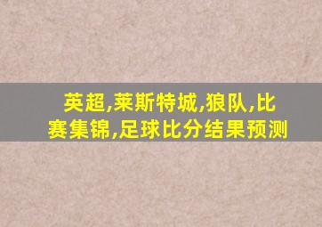 英超,莱斯特城,狼队,比赛集锦,足球比分结果预测