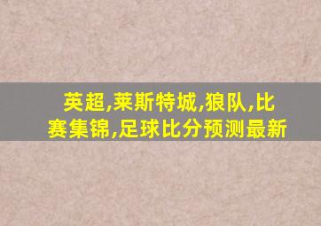 英超,莱斯特城,狼队,比赛集锦,足球比分预测最新