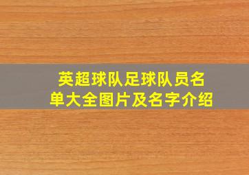 英超球队足球队员名单大全图片及名字介绍