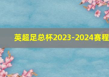 英超足总杯2023-2024赛程