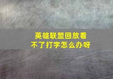 英雄联盟回放看不了打字怎么办呀