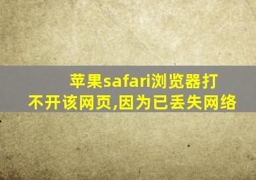 苹果safari浏览器打不开该网页,因为已丢失网络