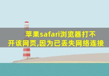 苹果safari浏览器打不开该网页,因为已丢失网络连接