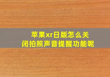 苹果xr日版怎么关闭拍照声音提醒功能呢