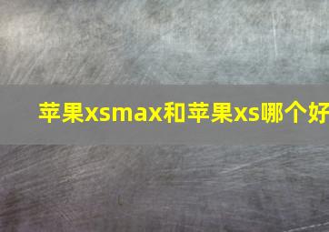 苹果xsmax和苹果xs哪个好