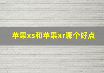 苹果xs和苹果xr哪个好点