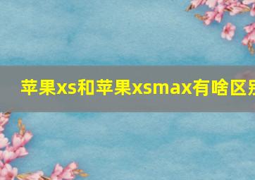 苹果xs和苹果xsmax有啥区别