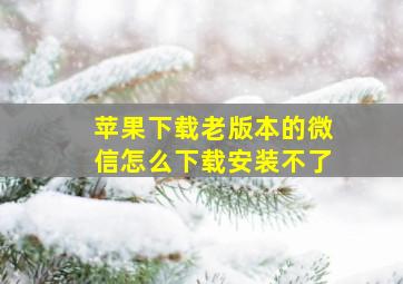 苹果下载老版本的微信怎么下载安装不了