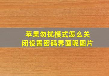 苹果勿扰模式怎么关闭设置密码界面呢图片