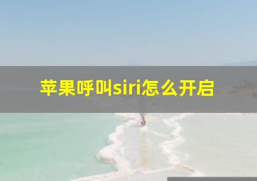 苹果呼叫siri怎么开启