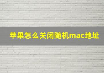 苹果怎么关闭随机mac地址