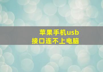 苹果手机usb接口连不上电脑