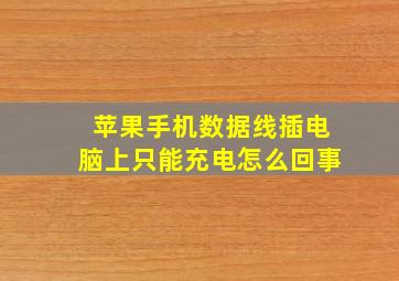 苹果手机数据线插电脑上只能充电怎么回事