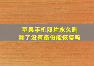 苹果手机照片永久删除了没有备份能恢复吗