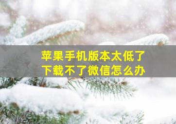 苹果手机版本太低了下载不了微信怎么办