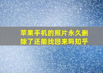 苹果手机的照片永久删除了还能找回来吗知乎