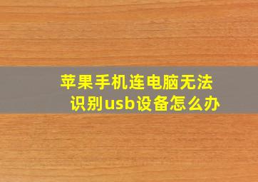 苹果手机连电脑无法识别usb设备怎么办