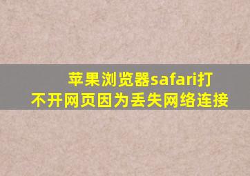 苹果浏览器safari打不开网页因为丢失网络连接