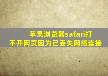 苹果浏览器safari打不开网页因为已丢失网络连接