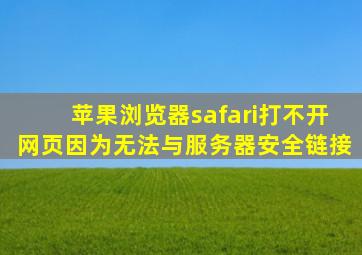 苹果浏览器safari打不开网页因为无法与服务器安全链接