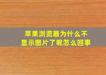 苹果浏览器为什么不显示图片了呢怎么回事