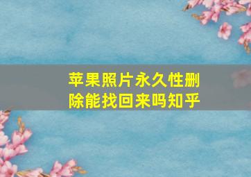 苹果照片永久性删除能找回来吗知乎