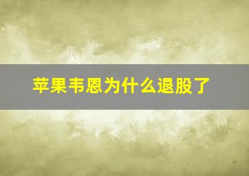 苹果韦恩为什么退股了