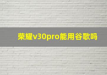 荣耀v30pro能用谷歌吗