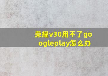 荣耀v30用不了googleplay怎么办