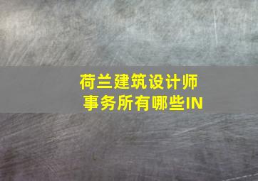 荷兰建筑设计师事务所有哪些IN