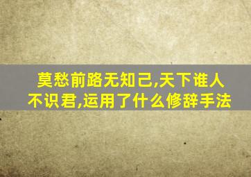 莫愁前路无知己,天下谁人不识君,运用了什么修辞手法