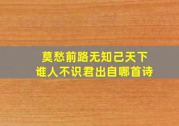 莫愁前路无知己天下谁人不识君出自哪首诗