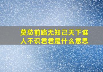 莫愁前路无知己天下谁人不识君君是什么意思