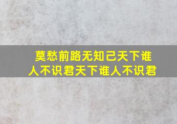 莫愁前路无知己天下谁人不识君天下谁人不识君