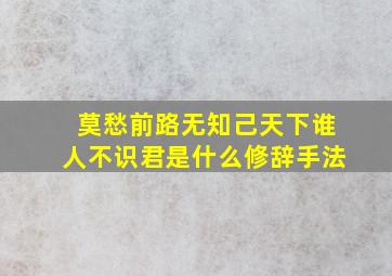 莫愁前路无知己天下谁人不识君是什么修辞手法