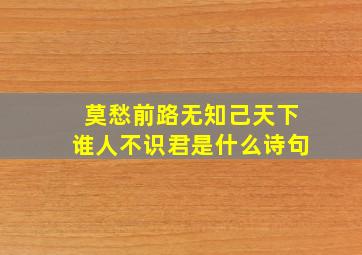 莫愁前路无知己天下谁人不识君是什么诗句