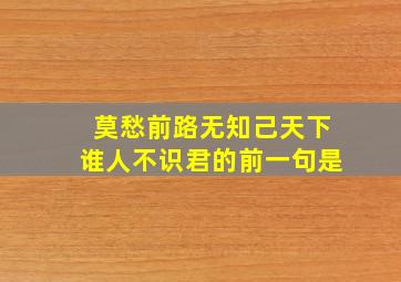 莫愁前路无知己天下谁人不识君的前一句是