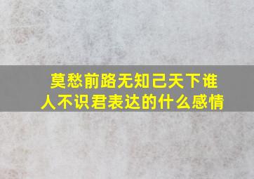 莫愁前路无知己天下谁人不识君表达的什么感情