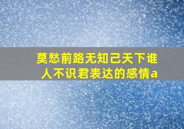 莫愁前路无知己天下谁人不识君表达的感情a