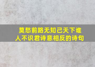 莫愁前路无知己天下谁人不识君诗意相反的诗句