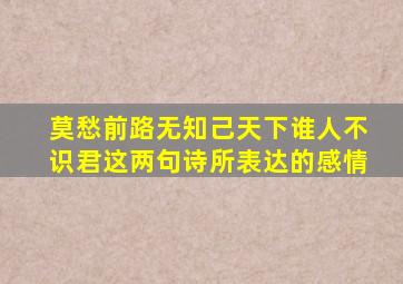 莫愁前路无知己天下谁人不识君这两句诗所表达的感情