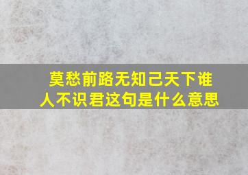 莫愁前路无知己天下谁人不识君这句是什么意思