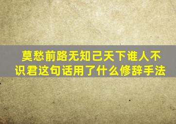 莫愁前路无知己天下谁人不识君这句话用了什么修辞手法