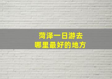 菏泽一日游去哪里最好的地方