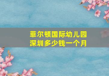 菲尔顿国际幼儿园深圳多少钱一个月