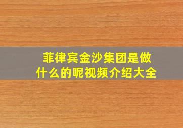 菲律宾金沙集团是做什么的呢视频介绍大全