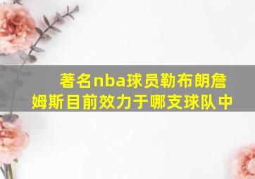 著名nba球员勒布朗詹姆斯目前效力于哪支球队中