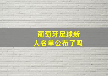 葡萄牙足球新人名单公布了吗